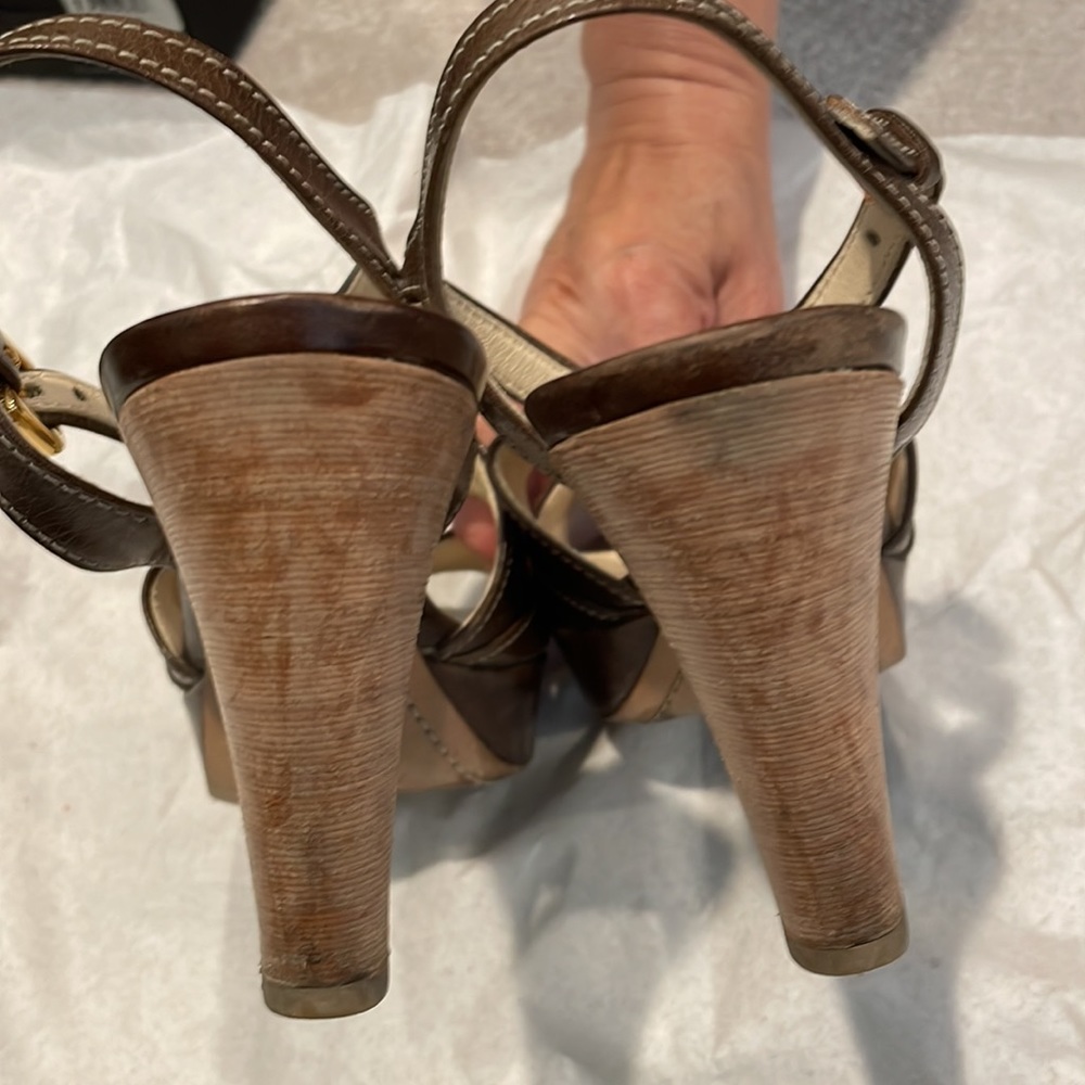 Prada Brown Leather Criss-cross Sandals - Picture 5 of 15
